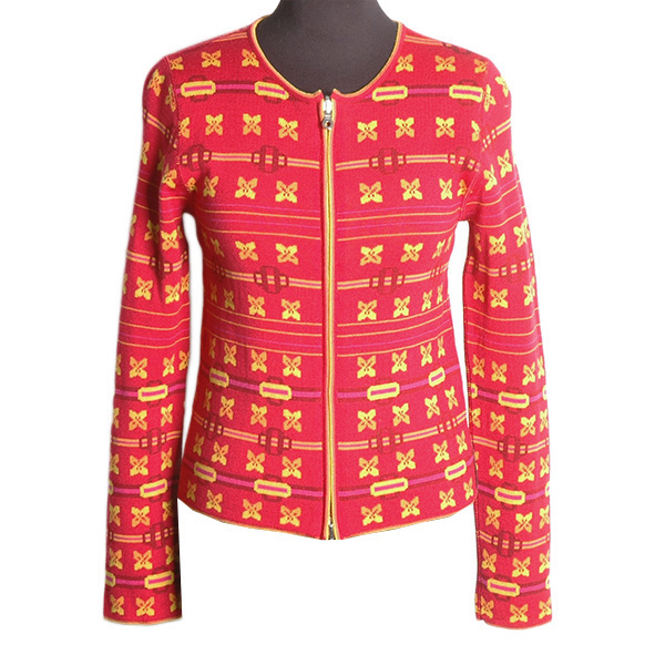 Wendestrickjacke Rundhals rot kombi